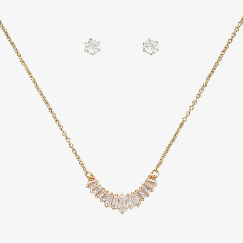 Mixit Frontal Necklace & Stud Earring Womens Cubic Zirconia 2-pc. Jewelry Set
