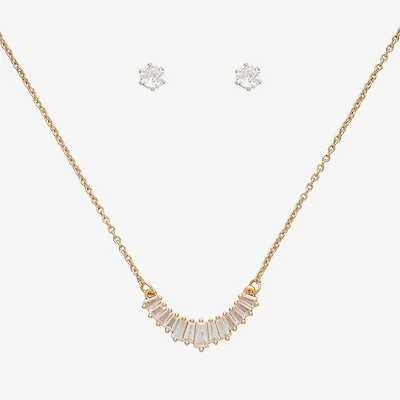 Mixit Frontal Necklace & Stud Earring Womens Cubic Zirconia 2-pc. Jewelry Set