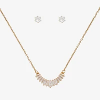 Mixit Frontal Necklace & Stud Earring Womens Cubic Zirconia 2-pc. Jewelry Set