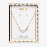 Mixit Frontal Necklace & Stud Earring Womens Cubic Zirconia 2-pc. Jewelry Set