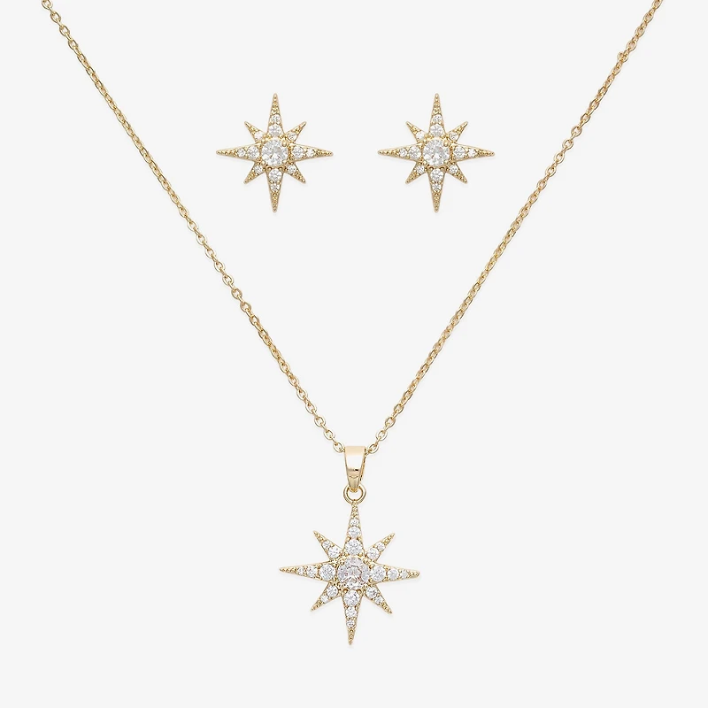 Mixit Pendant Necklace & Stud Earring Womens Cubic Zirconia Star 2-pc. Jewelry Set
