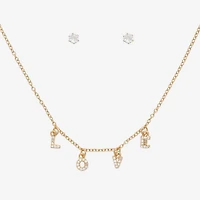 Mixit Love Charm Necklace & Stud Earring Womens Cubic Zirconia 2-pc. Jewelry Set