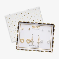 Mixit Stud Womens Cubic Zirconia Cross Heart 5 Pair Earring Set