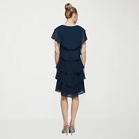S. L. Fashions Womens V Neck Sleeveless Shift Dress