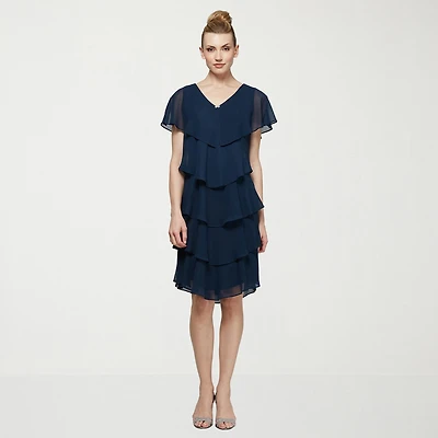 S. L. Fashions Womens V Neck Sleeveless Shift Dress