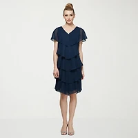 S. L. Fashions Womens V Neck Sleeveless Shift Dress