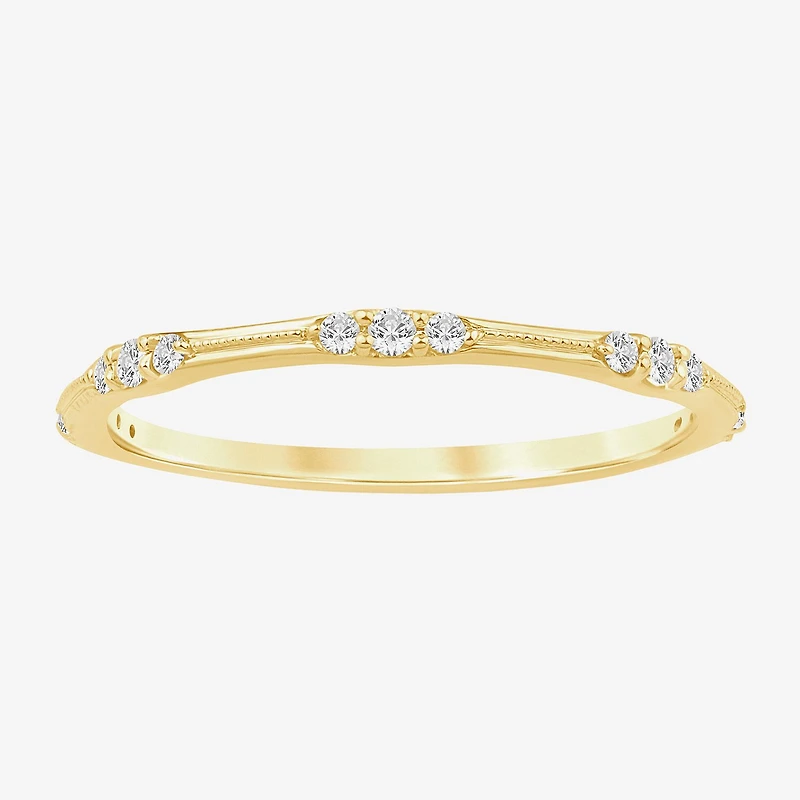 (I / Si2) Womens 1/7 CT. T.W. Lab Grown White Diamond 10K Gold Wedding Band
