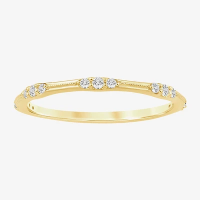 (I / Si2) Womens 1/7 CT. T.W. Lab Grown White Diamond 10K Gold Wedding Band