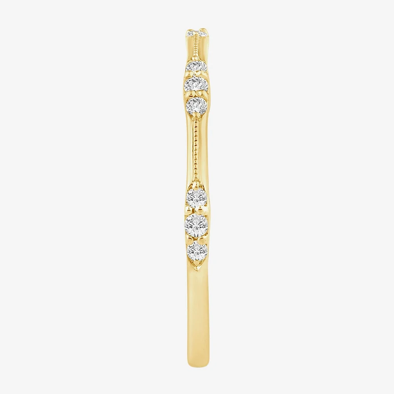 (I / Si2) Womens 1/7 CT. T.W. Lab Grown White Diamond 10K Gold Wedding Band