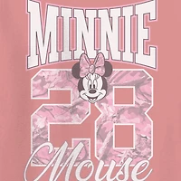 Minnie Varsity Boyfriend Tee Womens Juniors Crew Neck Short Sleeve Loose Fit Mouse Graphic T-Shirt