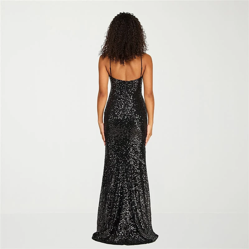 B. Smart Womens Juniors Sleeveless Sequin Slip Dress