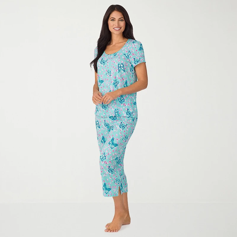 Cuddl Duds Womens Short Sleeve 2-pc. Pajama Set