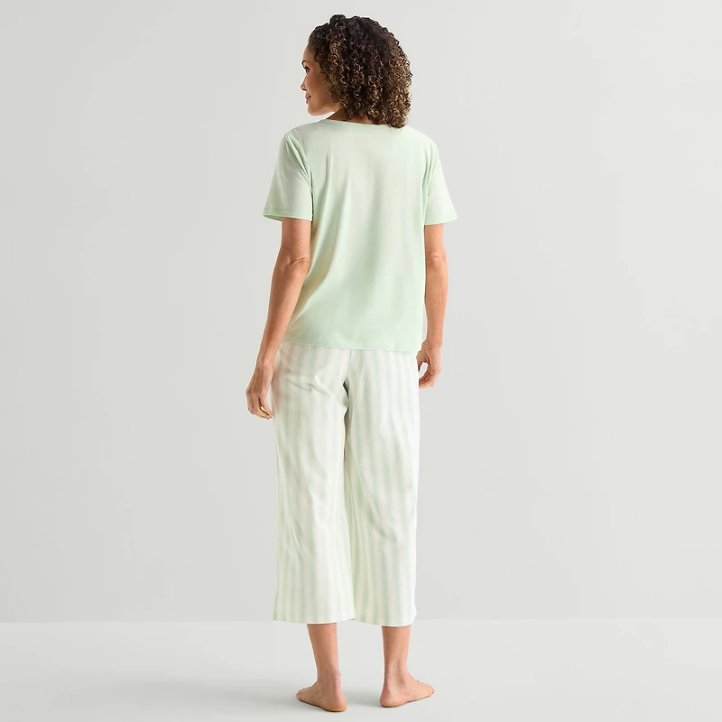 Liz Claiborne Womens Short Sleeve 2-pc. Pajama Set