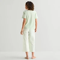 Liz Claiborne Womens Short Sleeve 2-pc. Pajama Set