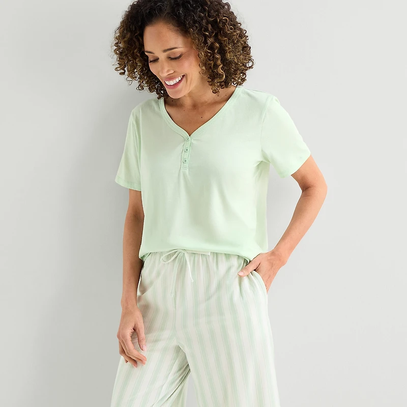 Liz Claiborne Womens Short Sleeve 2-pc. Pajama Set