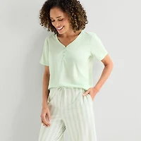 Liz Claiborne Womens Short Sleeve 2-pc. Pajama Set