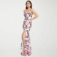 City Triangle Womens Juniors Straight Neck Sleeveless Sequin Floral Bodycon Dress