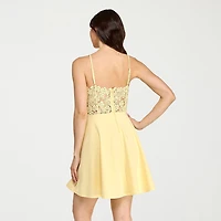 City Triangle Womens Juniors Straight Neck Sleeveless Fit + Flare Dress