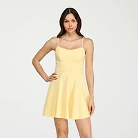 City Triangle Womens Juniors Straight Neck Sleeveless Fit + Flare Dress
