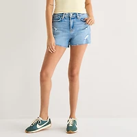 Arizona Womens 3 1/2" High Rise Juniors Plus Denim Short