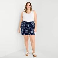 St. John's Bay Womens High Rise Plus Pull-On Short