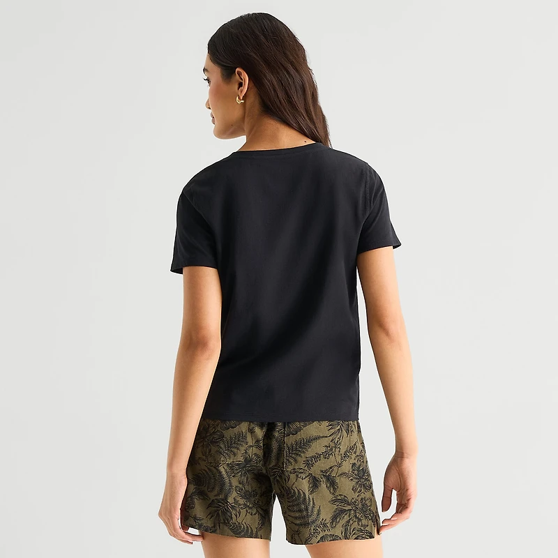 A.N.A Womens Easy-on + Easy-off Crew Neck Short Sleeve Adaptive T-Shirt