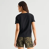 A.N.A Womens Easy-on + Easy-off Crew Neck Short Sleeve Adaptive T-Shirt