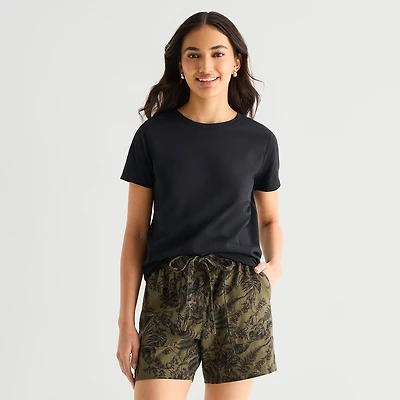 A.N.A Womens Easy-on + Easy-off Crew Neck Short Sleeve Adaptive T-Shirt