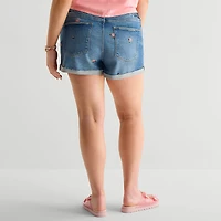 Arizona Curvy Womens 2 1/2" Mid Rise Juniors Plus Denim Short