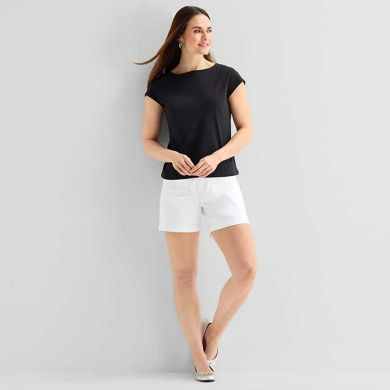 Liz Claiborne Womens Boat Neck Short Sleeve T-Shirt