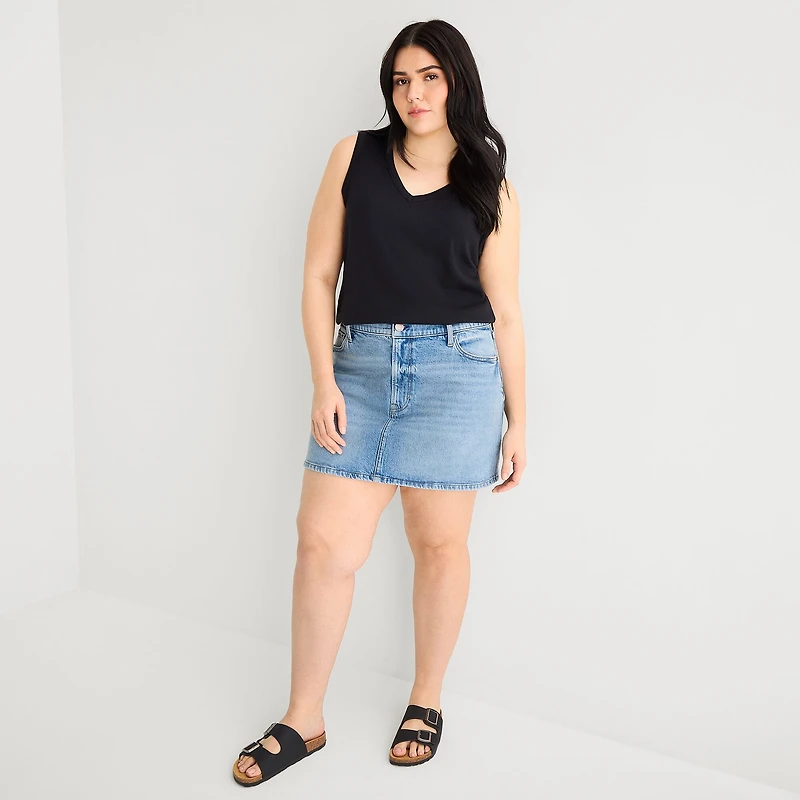 a.n.a Womens Plus Mid Rise Mini Denim Skirt