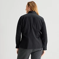 Liz Claiborne Womens Plus Long Sleeve Dress Shirt