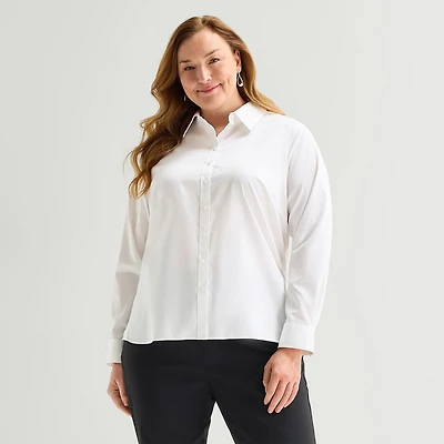 Liz Claiborne Womens Plus Long Sleeve Dress Shirt