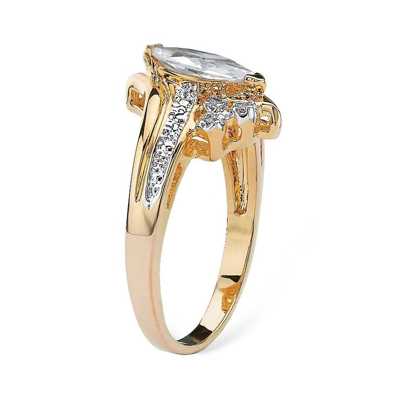 Womens 1 1/10 CT. T.W. Cubic Zirconia 14K Gold Over Brass Engagement Ring