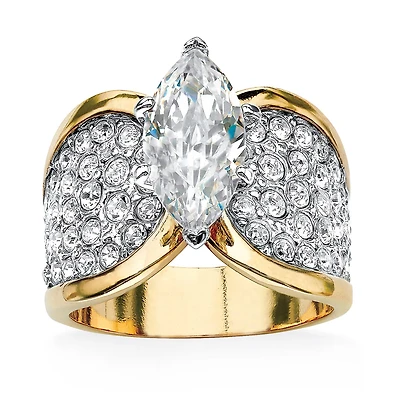 Womens 2 1/2 CT. T.W. Cubic Zirconia 14K Gold Over Brass Cocktail Ring