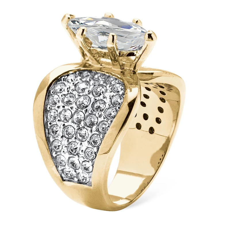 Womens 2 1/2 CT. T.W. Cubic Zirconia 14K Gold Over Brass Cocktail Ring