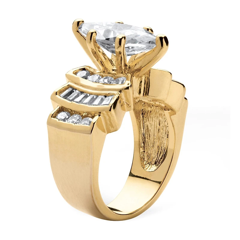 Womens 3 3/4 CT. T.W. Cubic Zirconia 14K Gold Over Brass Engagement Ring