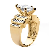 Womens 3 3/4 CT. T.W. Cubic Zirconia 14K Gold Over Brass Engagement Ring