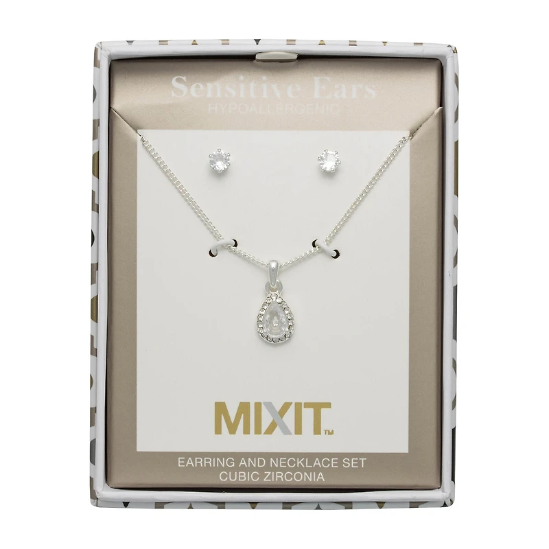 Mixit Womens Cubic Zirconia Hypoallergenic 2-pc. Jewelry Set