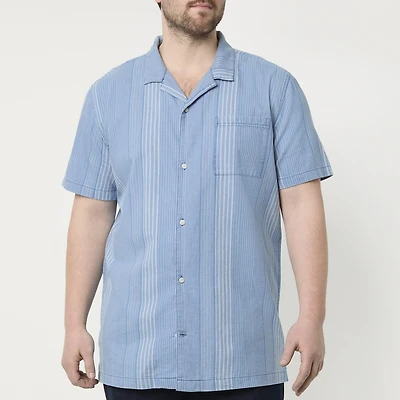 mutual weave Mens Short Sleeve Big and Tall Camp Shirt