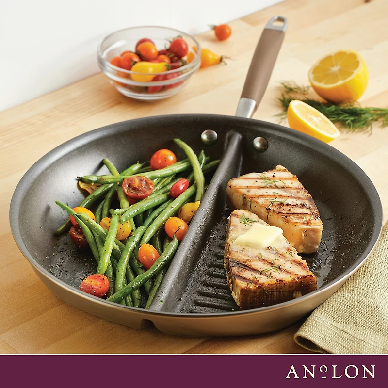 Anolon Advanced Home Hard Anodized 12.5" Divided Grill and Griddle Pan