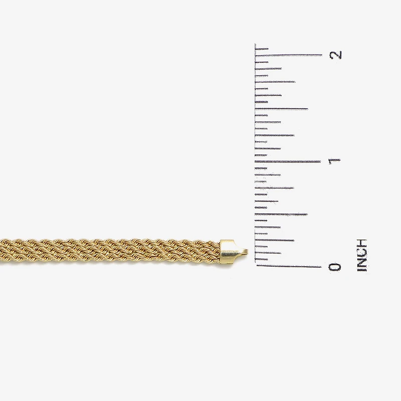 Made in Italy Womens 14K Gold 7.5 Inch Hollow Rope Chain Bracelet