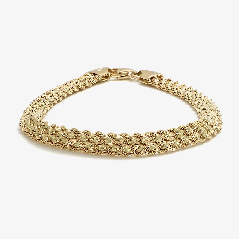 Made in Italy Womens 14K Gold 7.5 Inch Hollow Rope Chain Bracelet