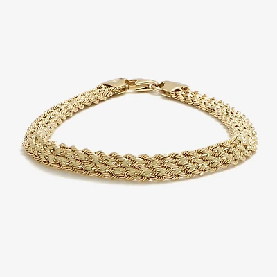 Made in Italy Womens 14K Gold 7.5 Inch Hollow Rope Chain Bracelet