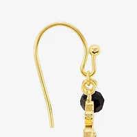 Silver Reflections Womens Black Crystal 14K Gold Over Brass Cross Drop Earrings