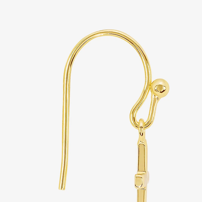 Silver Reflections Womens 14K Gold Over Brass Cross Drop Earrings