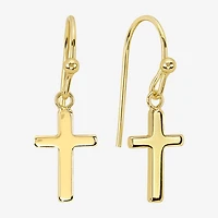 Silver Reflections Womens 14K Gold Over Brass Cross Drop Earrings