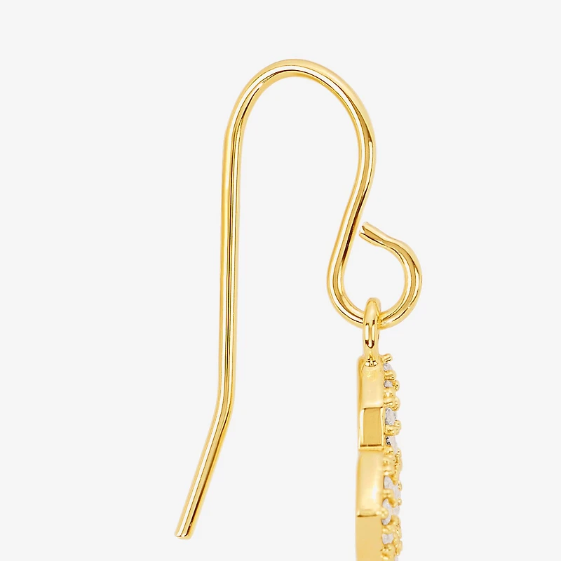 Silver Reflections Womens Cubic Zirconia 14K Gold Over Brass Cross Drop Earrings