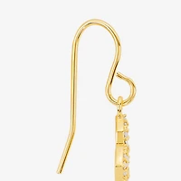 Silver Reflections Womens Cubic Zirconia 14K Gold Over Brass Cross Drop Earrings