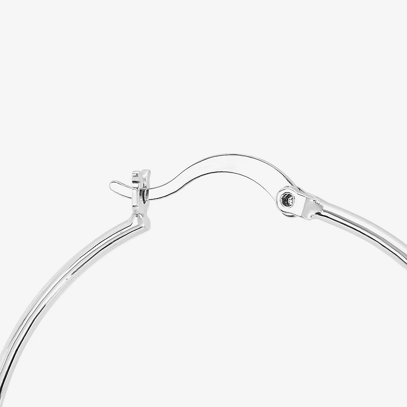 Silver Reflections Womens 48.7mm Ball Hoop Earrings